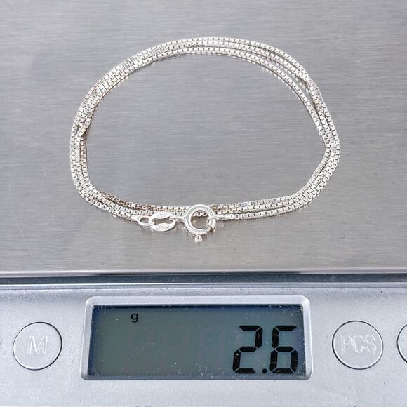 Box Chain Necklace | Italy Vintage Sterling Silver 925 | 18" - Picture 3 of 3